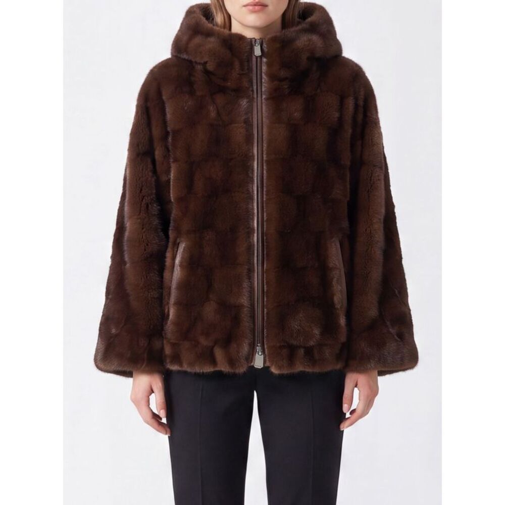 Pinko Women Hooded Faux Fur Jacket Pinko With Front Zip Closure
